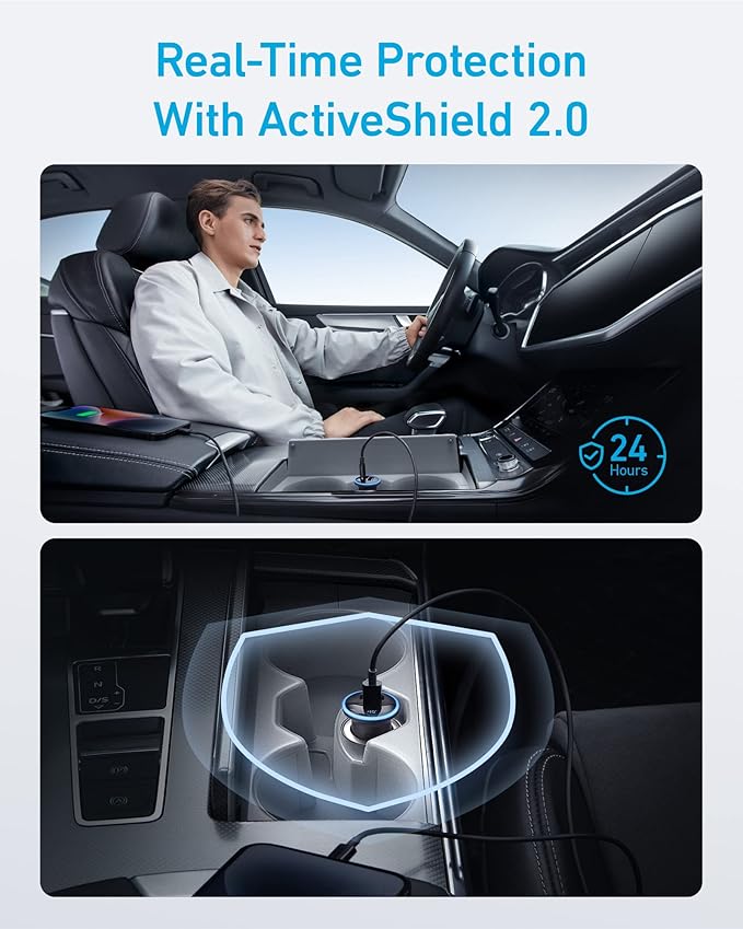 Anker 323 USB-C Car Charger Adapter, 52.5W Cigarette Lighter Charger with 30W PowerIQ 3.0 Fast Charging for iPhone 17/16/15/14/13/12 Series, Galaxy S25/24, Pixel (Car Charger + USB-C Cable)