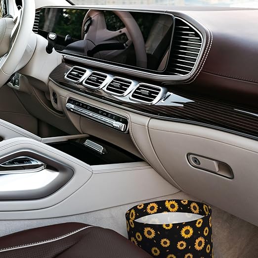 Car Trash Bag Cute Floral Hanging Back of Seat Car Portable Trash Bag Cute Floral Waterproof One-Handed Portable Strap Drawstring Garbage Bags 2 Pieces Car Coasters