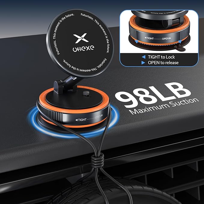 Vacuum Magnetic Phone Holder for You Car 360° Adjustable 96LBS Ultra Suction Cup Car Phone Mount for MagSafe Cell Phone Holders for iPhone 17 Pro Max 16 15 14 13 12 Air Plus