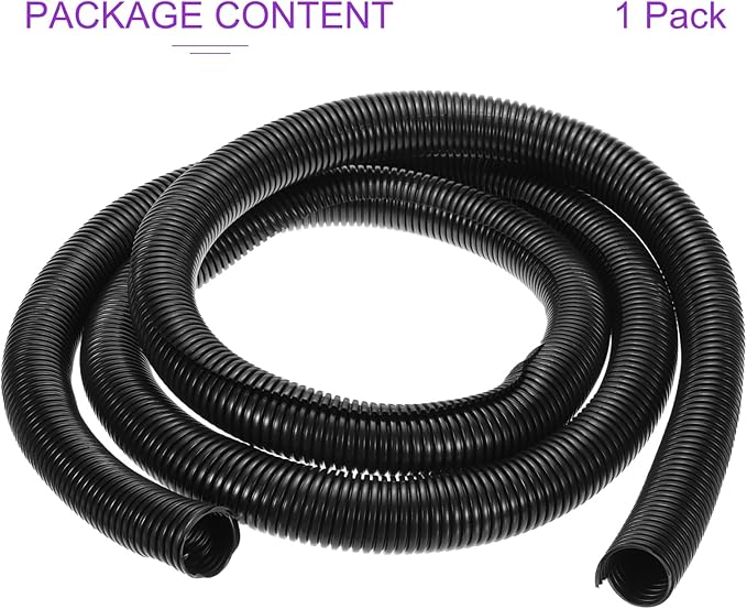 DMiotech 10ft Wire Loom Split Tubing 1 1/2 Inch(38 Mm) ID, Cord Protectors from Pet Flexible Conduit Cable Management for Office, Home, Garden, Black