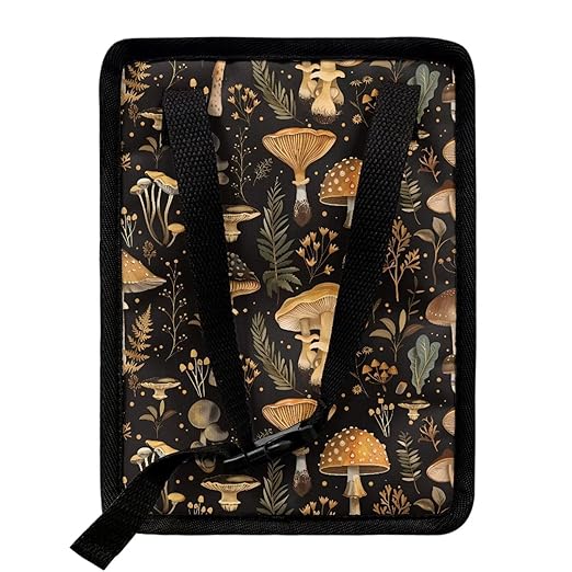 Talayituse Mushroom Leaf Print Car Trash Can, Portable Auto Garbage Bin Multifunctional Vehicle Interior Accessories with Adjustable Straps Universal Fit Truck SUV Sedan
