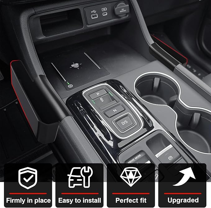 Muslogy for 2023+ Pilot Center Console Organizer&Wireless Charger Protective Mat&Shifter Storage Box Left & Right Set Compatible with Honda Pilot 2023-2026 Accessories Console Side Inserts Organizer