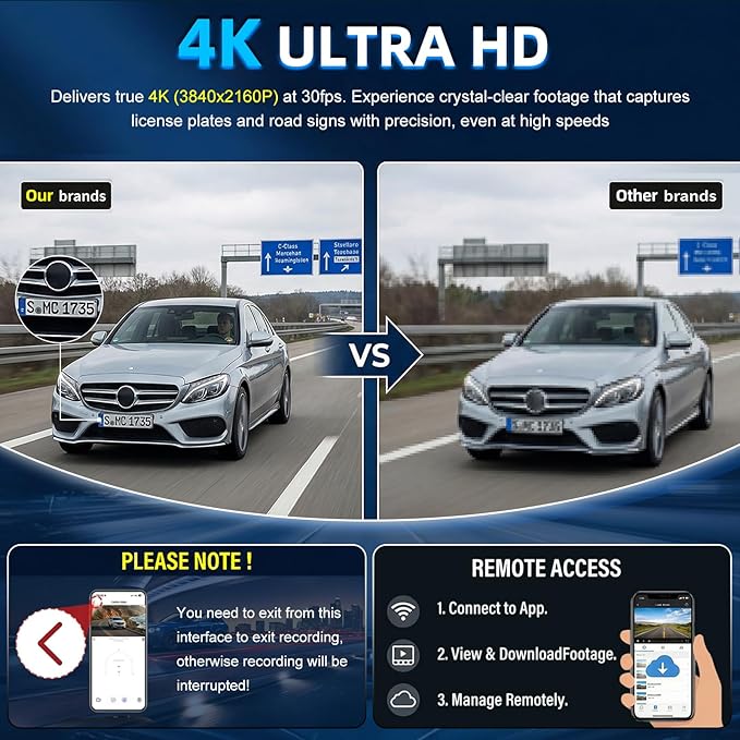 OEM Look Integrated 4K Dash Cam for Lexus ES350 ES300h ES250 2019-2025, Stealth Design Hidden Car Camera, UHD 2160P, Ultra-Wide Angle, Rain Sensor Plug & Play, G-Sensor, with 64GB Card