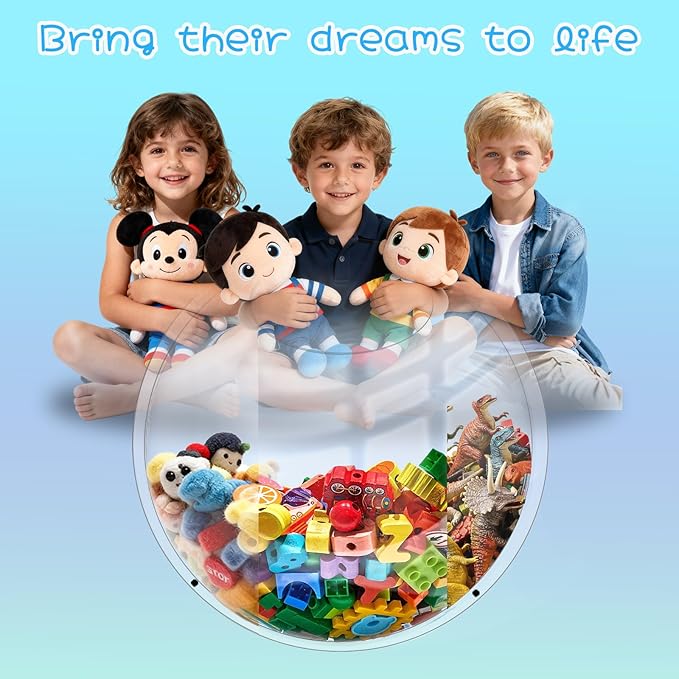 2 Pack Acrylic Wall Toy Storage,Clear Hanging Toy Dispenser with Back Panel Hanging Holder,exquisite Acrylic Wall Organizer for Blocks, Snacks, Cars,Home Organization and Storage