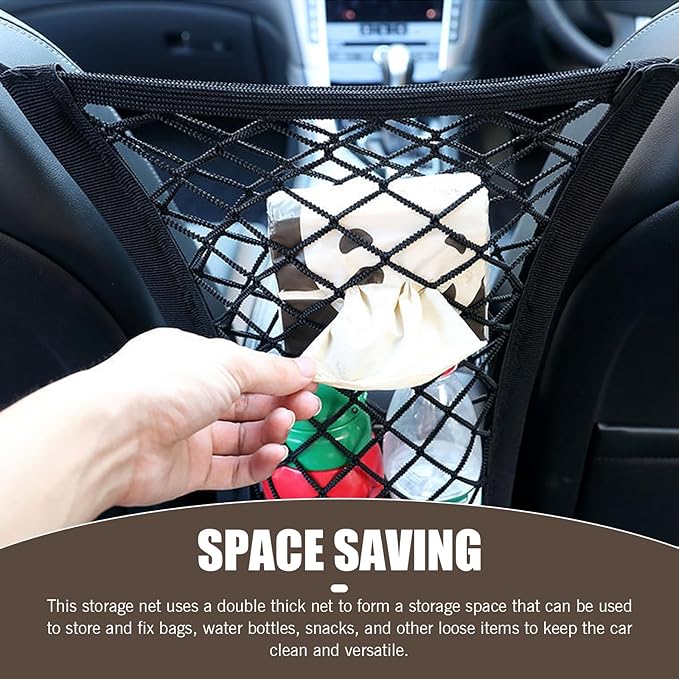 1 PC Dog Car Net Barrier, Pet Anti-collision Protection Barrier, Multifunctional Car Divider, Retractable Double-layer Mesh Storage Bag, Easy to Install, Suitable for Most Cars (Black)