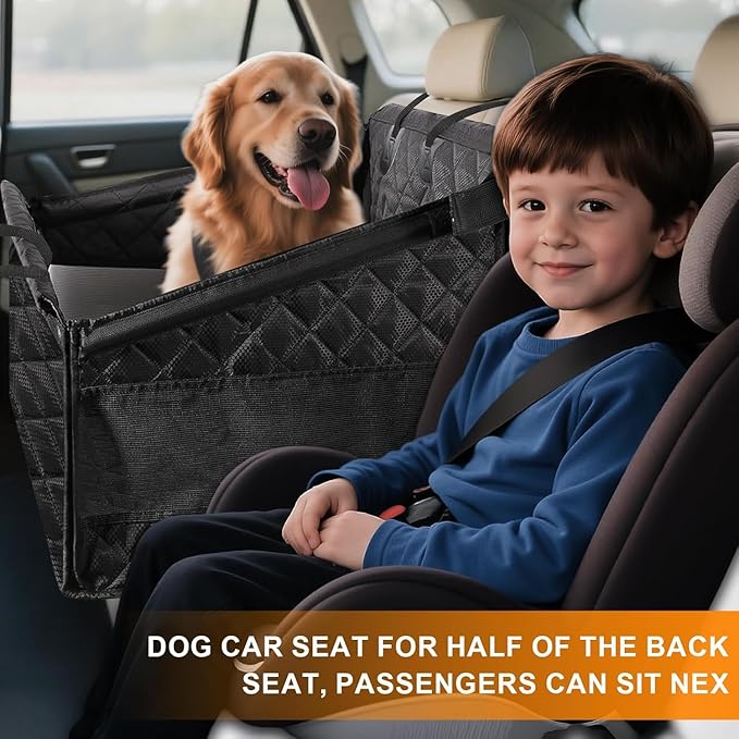 Medium Small Dog Car Seat, Hard Soles with Mesh Windows on Both Sides, Detachable and Washable,Dog Car Seat Cover for Back Seat, Suitable for Cars, Trucks, and SUVs (Black)