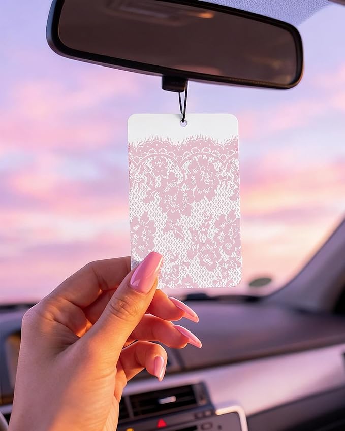 Car Air Freshener Cute Pink Lace Bow Coquette Girly 5pcs Automotive Accessories Car Interior Hanging Scents Mirror Decor for Women Teen Girls