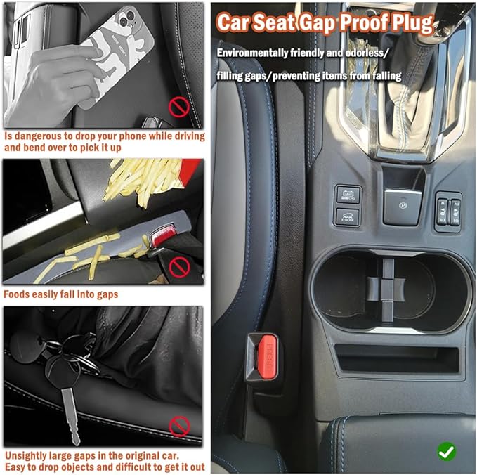 Universal Car Seat Gap Filler, 2Pcs Car Seat Gap Plug Strip to Fill The Gap Between Seat and Center Console Stop Things Dropping Car Interior Accessories for Car, SUV, Truck (Red)