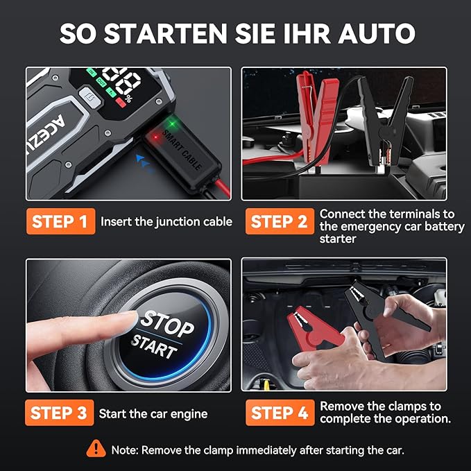 Car Jump Starter,12V 8-in-1 Jump Starter Battery Pack 6000A, Up to 7.0L Gas & 5.5L Diesel Engines Quick Charge 3.0 Power Bank Jumper Cable with LED,Large Screen