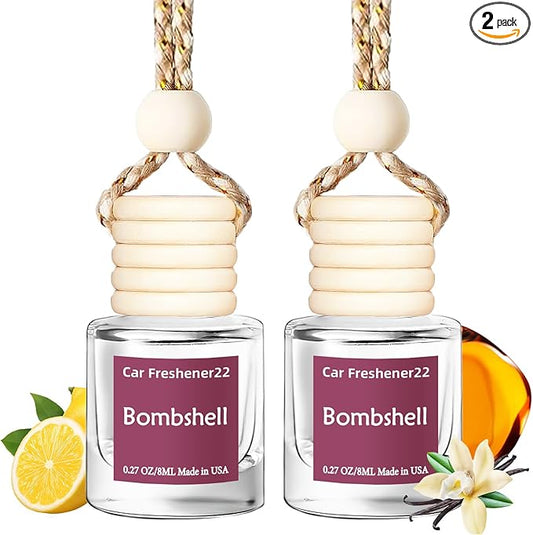 Hanging Car Air Freshener, Long Lasting Essential Oil Diffuser, Non-Toxic Bombshell Scent, Cute Car Fresheners for Women, 2 Pack Made in USA