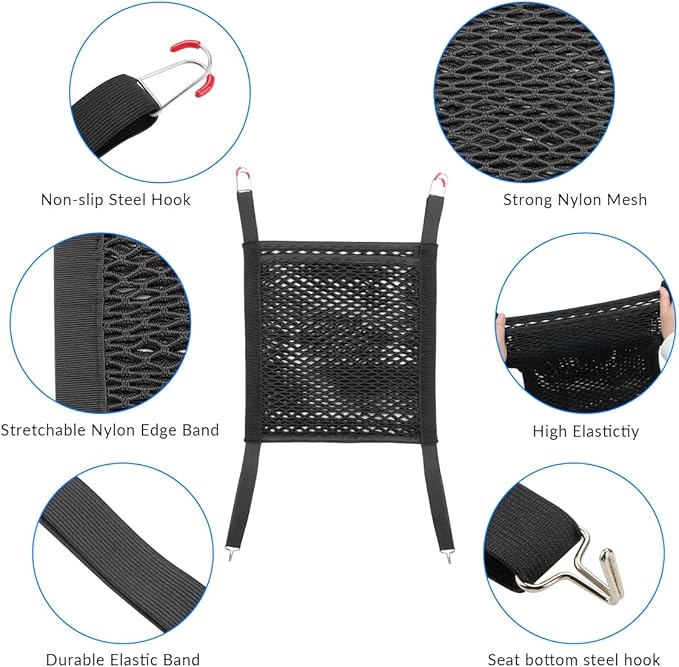 MARCHFA Car Mesh Organizer Car Barrier for Dogs Console Storage Net for Tissue Purse Bag Seat Back Organizer Net (Black) (for Split Seats)