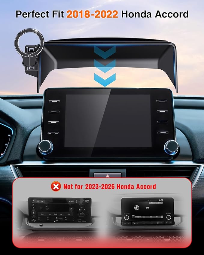 Magnetic Phone Holder for Honda Accord 2018 2019 2020 2021 2022 (10th Gen): for Magsafe Car Screen Mount Accessories Compatible with Touchscreen, All Phone iPhone, 360° Rotation Dashboard Stand
