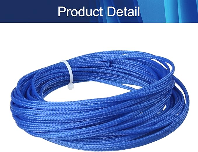 Aicosineg 10m/32.8ft Cable Sleeve PET Braid Cable Sleeving Flexible Wire Mesh Sleeve PET Wire Loom Tubing Cable Wrap Protector for HiFi Audio and Video Headphone Cable Blue