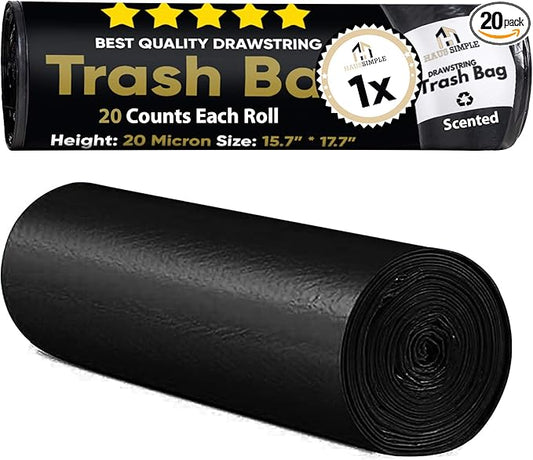 Car Trash Can Trash Bags – Multipurpose Heavy-Duty Waste Bags, Leakproof & Durable for Auto, Home, Office & Travel for Haussimple Small Medium Large Car Garbage Bins (1-Pack Roll, Large)