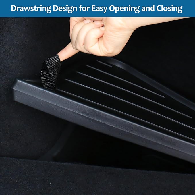 for Model Y Juniper Trunk Storage Bins with Lids 2PCS Trunk Rear Side Cargo Organizer Boxes Custom Fit Model Y Juniper Interior Accessories 2025 2026 Black TPE Waterproof