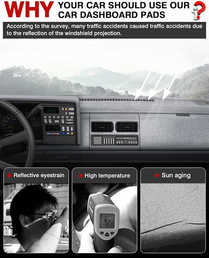 Autorder Dashboard Cover Mat for 1988-1994 Chevy Chevrolet Silverado/GMC Sierra C/K 1500 2500 3500 Pickup Truck /1992-1994 GMC Yukon/Chevy Blazer Suburban Accessories Dash Cover Flannel Dash Mat