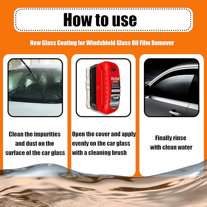 Clear Vision Windshield Cleaner Clearvision Glass Cleaner Clear Vision Glass Cleaner Automotive Oil Film Cleaning Brush Windshield Oil Film Remover Improving Windshield Clarity & Visibility
