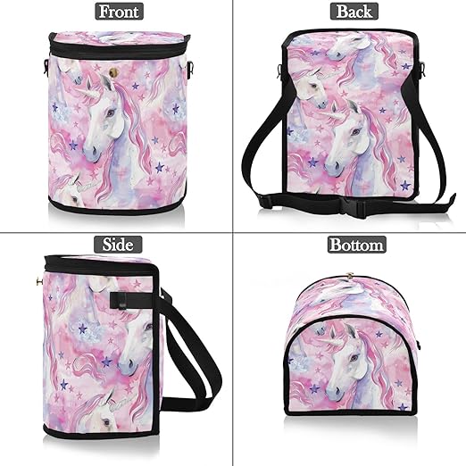 Car Trash Can Watercolor Unicorns Star Car Garbage Bag with Lid Hanging Waterproof Leak Proof Vehicle Storage Bin