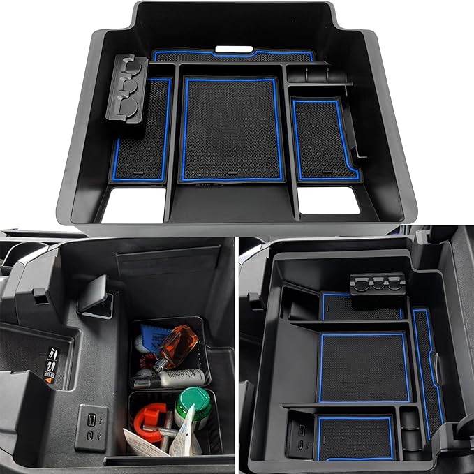 JOJOMARK Center Console Organizer Tray fits for 2022-2025 GMC Sierra/Chevy Silverado 1500 Accessories,2024-2025 Silverado/Sierra 2500HD 3500HD (Wireless Charging With Full Console w/Bucket Seats Only)