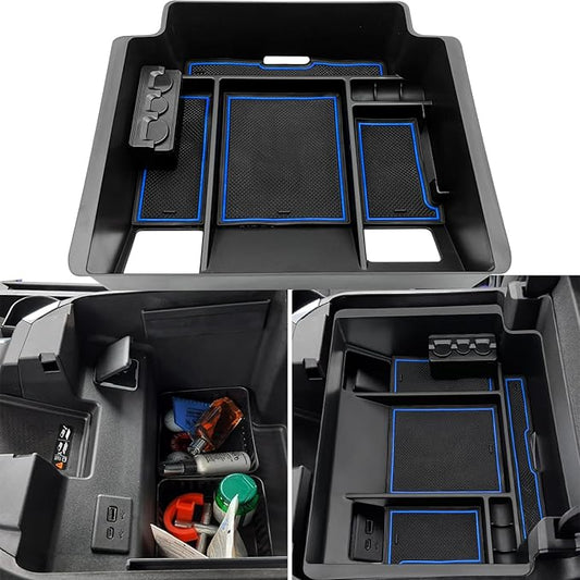 JOJOMARK Center Console Organizer Tray fits for 2022-2025 GMC Sierra/Chevy Silverado 1500 Accessories,2024-2025 Silverado/Sierra 2500HD 3500HD (Wireless Charging With Full Console w/Bucket Seats Only)