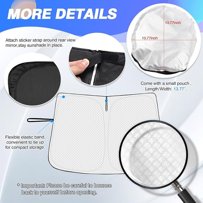 Canvcle Windshield Sun Shade for Mazda CX-5 2017-2025 2026 CX5 Accessories Thicken 6-Layer Front Window Sunshade Cover Sun Visor Protector Foldable Block UV Rays Keep Vehicle Cool
