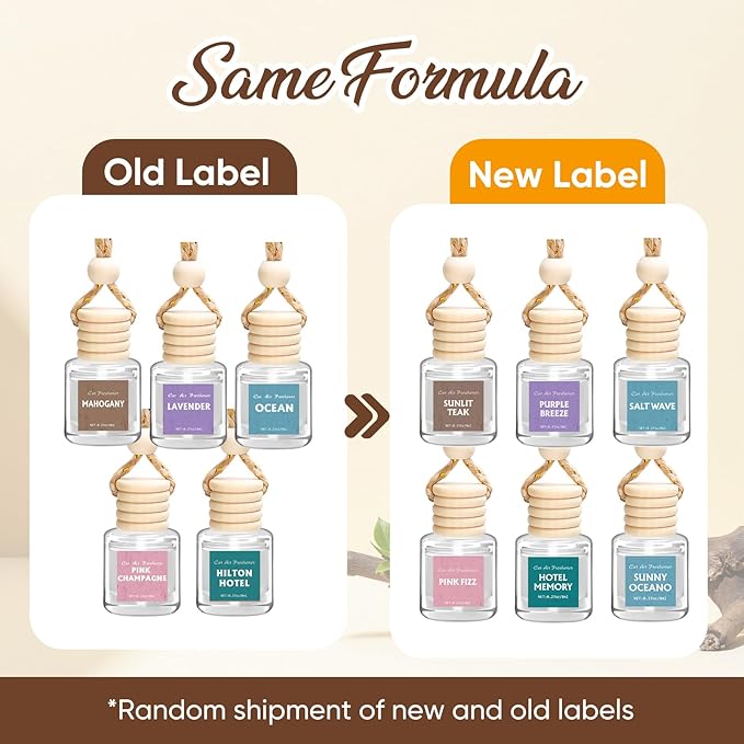 AROIC 6 Pack Car Air Freshener, Mahogany Premium Woody Car Air Freshener Diffuser Fragrance, Hanging Essential Oil Diffuser for Auto Interior Decor, Long Lasting Natural Scent Car Accessories Unisex