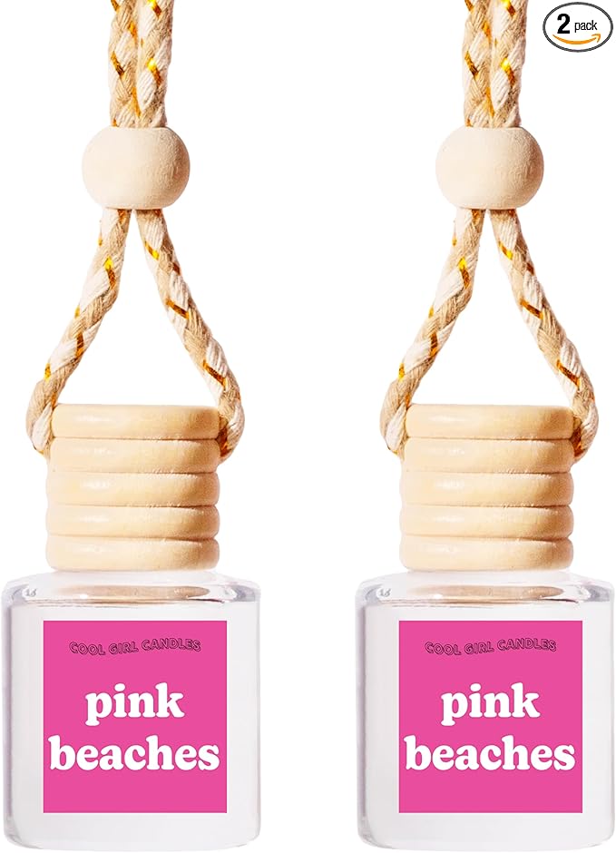 COOLGIRLCANDLES Pink Beaches Car Air Hanging Fragrance Oil Diffuser for Essential Oils, Long Lasting Car Diffuser Bottle