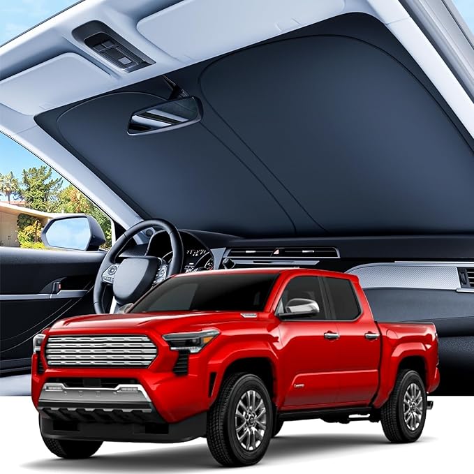 REEVAA Upgraded for Toyota Tacoma 2016-2026 Windshield Sunshade [Tailored Fit, 99% Sun Protection] Foldable Sun Shade Car Accessories with Storage Bag