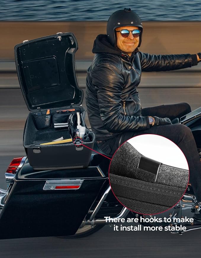 KEMIMOTO Upgraded for Rear Pack Organizers with Hooks Compatible with Touring 2014-2024 2025 for Street Glide Road King Tri Glide