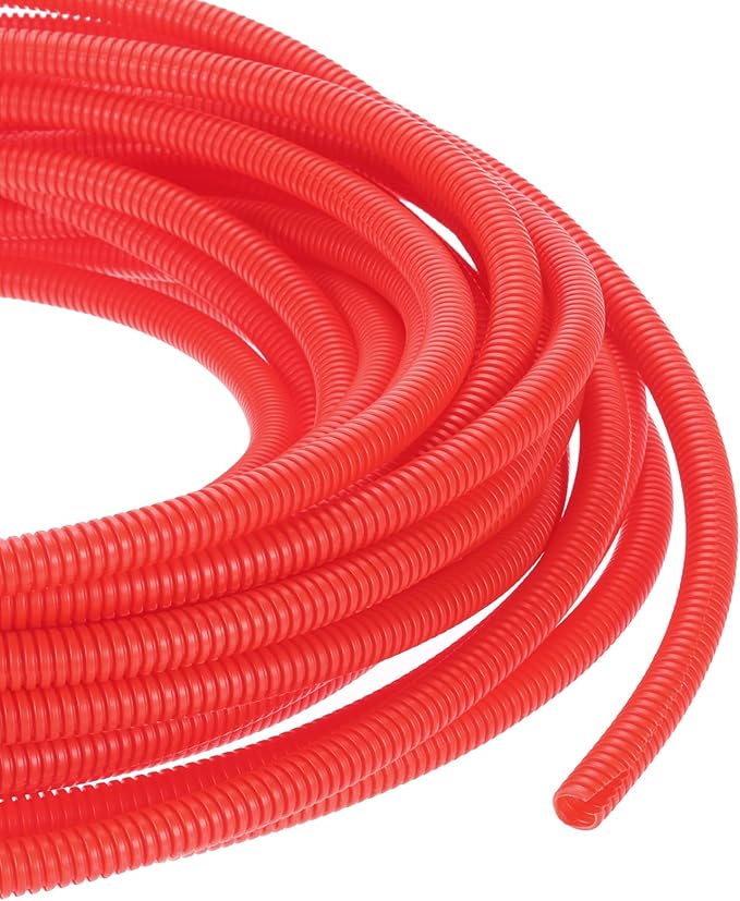 DMiotech 100ft Wire Loom Split Tubing 1/2 Inch(12.7 Mm) ID, Cord Protectors from Pet Flexible Conduit Cable Management for Office, Home, Garden, Red