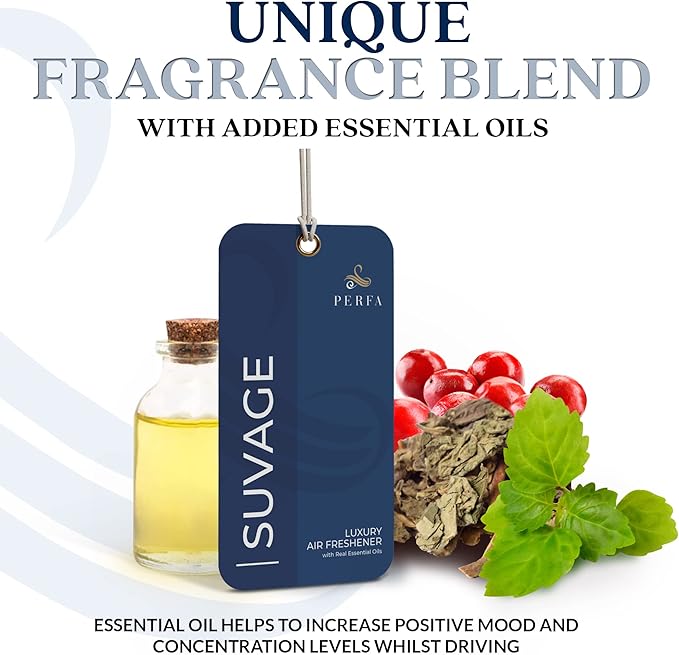 Solvère Disposable Card Freshener for Men | Car Scents Air Freshener with Solvère Fragrance | Strong Car Perfume Air Freshener with Odour Eliminating Technology by Perfa