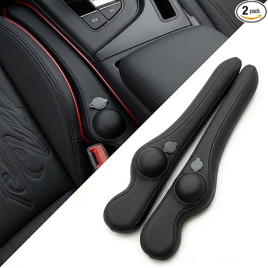 Inflatable Car Seat Gap Filler Strip - 2Pcs Leather Foldable Seat Gap Plug Blocker,Stop Dropping Items,Soft Interior Accessories for All Cars (Black)