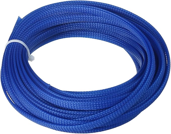 Aicosineg 32.81ft PET Flexible Braided Cable Sleeve 0.25inch Width Wire Loom Sleeving and Organizer Flexible Wire Mesh Sleeve Wrap Protector for TV Audio PC Cords from Pets Chewing Blue