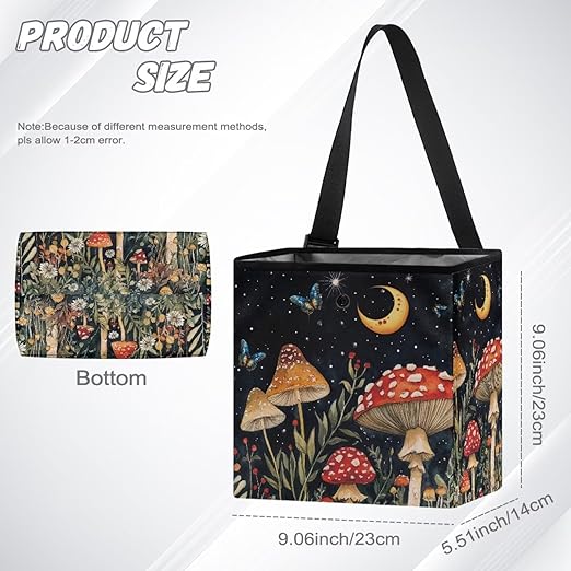 Butterfly Mushroom Car Trash Can Leak Proof Auto Trash Bag Hanging Vehicle Garbage Can Starry Night Moon Multipurpose Storage Container for Back Seat Car Accessories