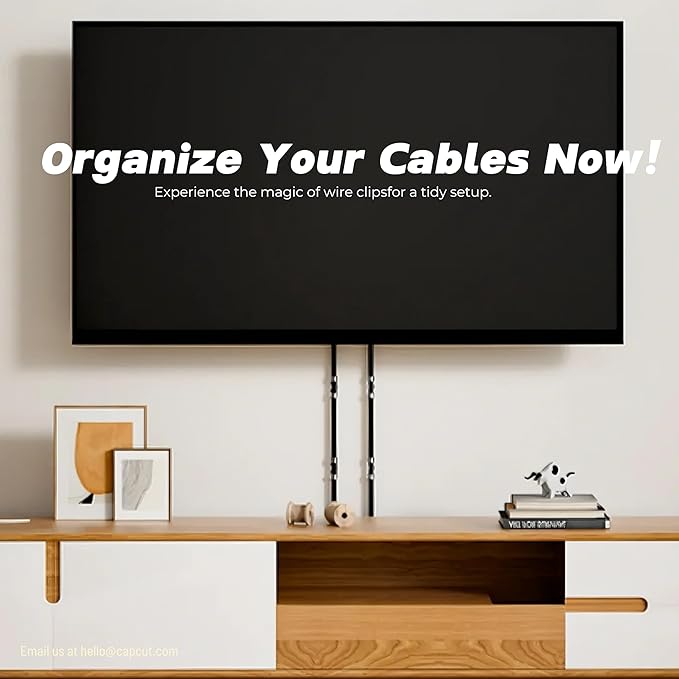 40pcs Clear Adhesive Cable Clips,Wire Clips Cord Holder Cable Management Finisher Wire clamp for Light,Desk, Desk,Wall,TV PC Ethernet Wire Hider for Cords Max. 1/4"