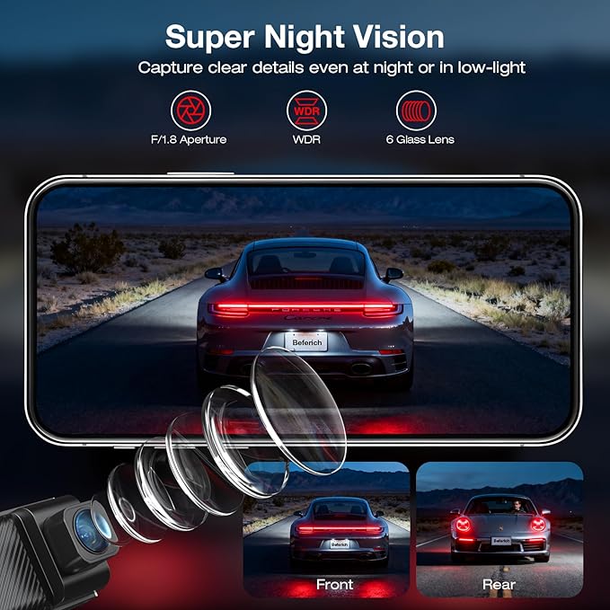 4K+2.5K Dash Cam Front and Rear, GPS&5.8G WiFi, Free 64GB Card Included, Dash Camera for Cars, 2-Channel Car Camera, 3.16'' IPS Screen, G-Sensor, 24H Parking Monitor, Max 256GB