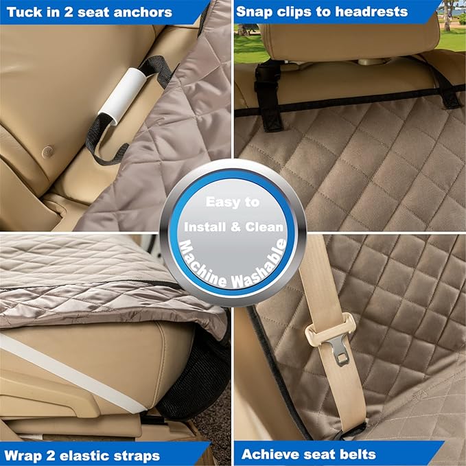 VIEWPETS Bench Car Seat Cover Protector - Waterproof, Heavy-Duty and Nonslip Pet Car Seat Cover for Dogs with X-Large Size Fits for Large SUVs & Trucks