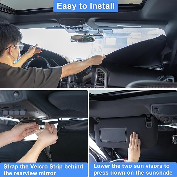 Premium Windshield Sun Shade for 2019-2025 2026 Dodge RAM 1500, Reflective 310T Material Front Window Sun Visor Blocks UV Rays Foldable Sunshade