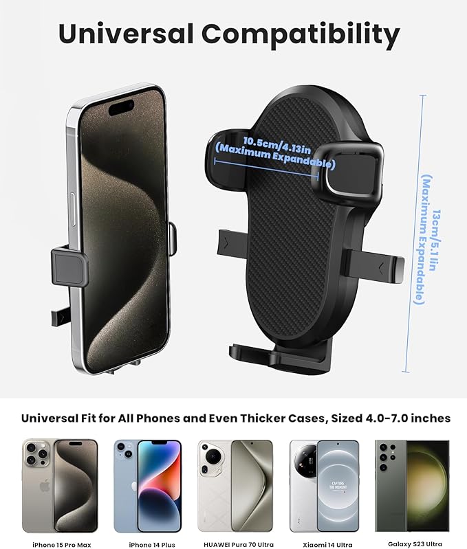 Karmus Rearview Mirror Phone Holder for Car, Rear View Mirror Phone Holder, Rotatable and Retractable Car Phone Holder Mount, Car Truck Essentials Accessories Compatible with All Cell Phones