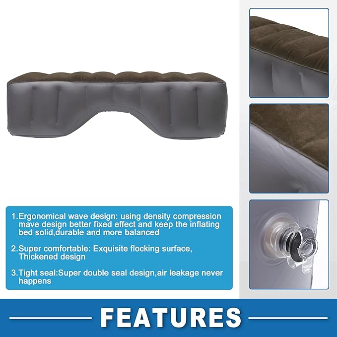 Car Mattress Sleeping Mat Comfortable Rear Seat Air Bed Gap Pad for Napping Travel