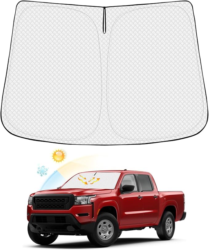 Canvcle Windshield Sun Shade for 2022-2025 2026 Nissan Frontier Accessories Thicken 6-Layer Front Window Sunshade Cover Sun Visor Protector Foldable Block UV Rays Keep Vehicle Cool