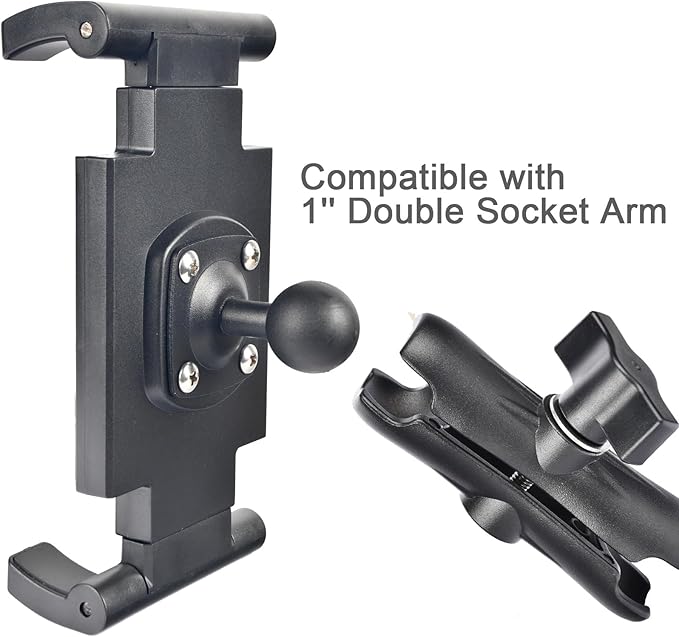 VAUBORTTI 1" Ball Tablet Holder – Screw-Mounted Tablet Mount Compatible with RAM B Size System, Adjustable iPad Holder for 7-12.9" Tablets, Car Truck Boat Dashboard