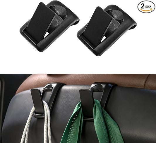 2 Packs Upgraded Foldable Car Seat Headrest Hidden Hooks for Volvo XC90 XC60 XC40 S90 S60 C70 V90 V60 EX30 EX90 60/90 Series Accessories, Storage Organizer for Purse Bag Toy Bottle