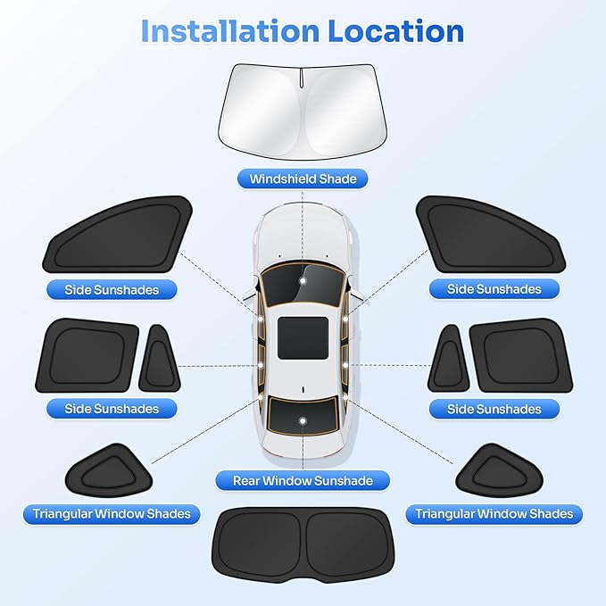 Canvcle Window Shades for 2016-2022 BMW X1 F48 Accessories Windshield Sun Shade Side Rear Window Cover Sunshade Sun Visor Shield Privacy Protection for Camping Keep Vehicle Cool Black 10PCS