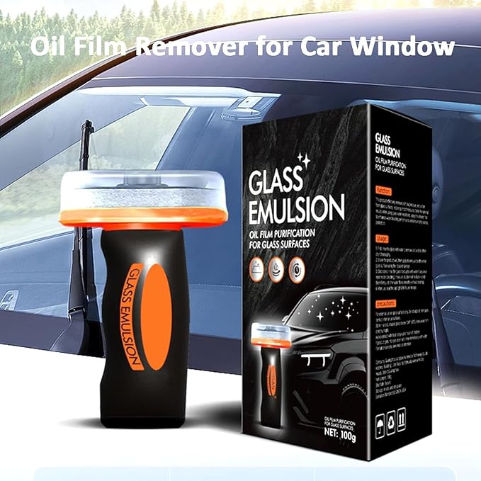 Glass Oil Film Remover for Car, Glass Emulsion Cleaner, Cleaning Board Removes Oil Film & Smudges, Improve Windshield Clarity for Safe Driving