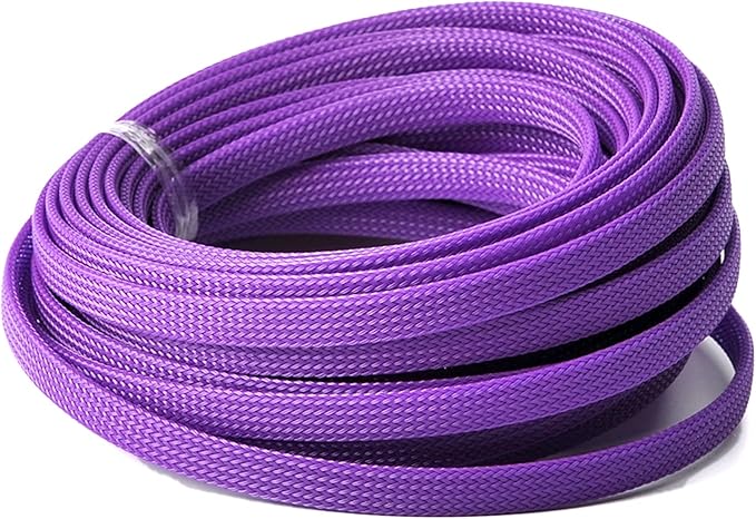 Aicosineg Cable Sleeve Braided Sleeving PET Wire Loom Tubing Cable 32.81ft-1/3inches Wrap Protector for HiFi Audio and Video Headphone Cable Protect Wires from Chewing of Pets Purple