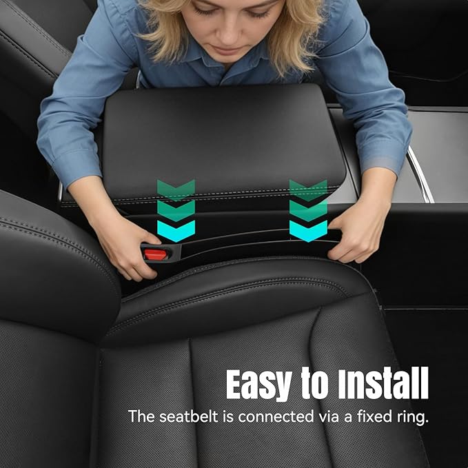 Car Seat Gap Filler Organizer Fit for Tesla Model Y & Model 3 (My/3) 2019-2026 Car Side Seat Gap Filler 2PCS Seat Side Gap Storage Box (Black)