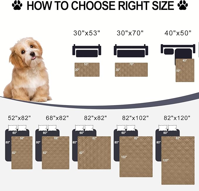 Smiry Reversible Waterproof Couch Covers for Sofa, Washable Dogs Pet Couch Covers for 3 Cushion Sofa Pet Friendly, Water Resistant Furniture Protector Slipcover, Geometric (52"x82", Camel/Beige)