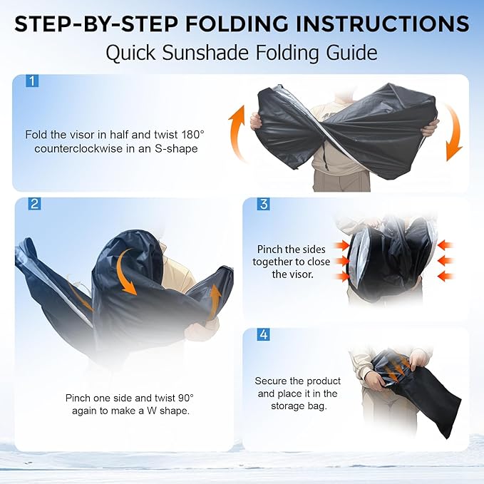 [Upgrade] DooGooCoo Windshield Sun Shade - Small, Sunshade for Car Windshield [Heat Shield & UV Block] Car Sun Shade Protect Interior & Keep Car Cooler Foldable Front Windshield Shade (57x29 Inches)