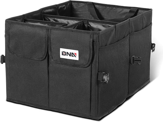 DNA Motoring Trunk Organizer for Car, 60L Large Capacity Foldable Trunk Organizer, Multi Compartment Car Trunk Organizer for Women Men, Black, TOOLS-00419